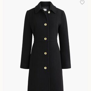 J. Crew Factory Black Wool-Blend Lady Day Coat with Gold Buttons